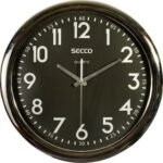 Black Wall Clock 395mm White Dials - Image 3