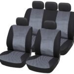 Seat Covers   Grey/black Jacquard Material Seat Cover Set 3 Zip Rear - Image 3