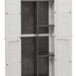 Easy Line Plastic Cabinet With Broom Holder 3 Shelves And Padlock Hold - Image 3