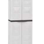 Easy Line Plastic Cabinet With Broom Holder 3 Shelves And Padlock Hold - Image 4