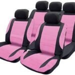 Think Pink Leather Look Seat Cover Set
