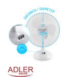 Adler 23cm/9" Desk Fan 3 Speed 45w - Image 8