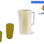 1 Lt Water Jug With Lid + 4 Plastic Glasses