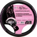 Glitter Steering Wheel Cover, With White Rubber Frame, Pink