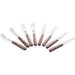 Steak Cutlery 8pcs 4forks + 4 Knives Walnut